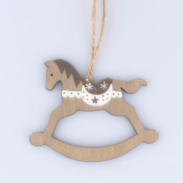 5 pakabinamų medinių žaislinio arkliuko formos dekoracijų rinkinys Dakls