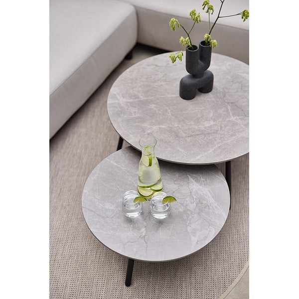 Iš keraminės plokštės apvalios formos sodo šoninis staliukas ø 60 cm Monaco – Hartman
