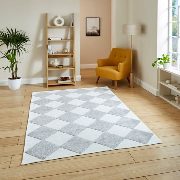 Skalbiamas baltos spalvos/šviesiai pilkos spalvos kilimas 200x290 cm Lyna Cream&Grey – Think Rugs-image-1