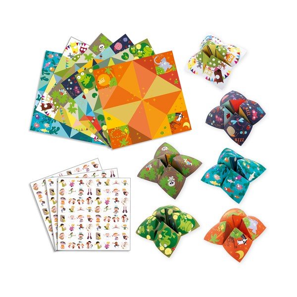 8 origami popierių su lipdukais rinkinys Djeco Fortune-image-3