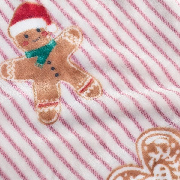 Raudonos spalvos/natūralios spalvos antklodė ir pledas su Kalėdų motyvu 170x130 cm Christmas Gingerbread Stripe – Catherine Lansfield-image-3