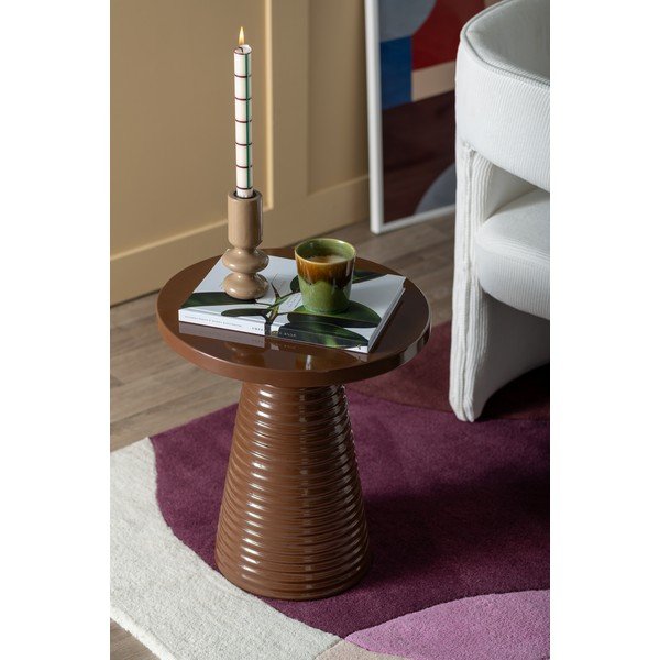 Iš metalo apvalios formos šoninis stalas ø 40 cm Catania Ribbed – Leitmotiv-image-1