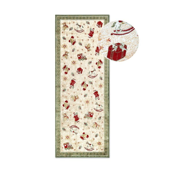 Iš medvilnės mišinio kilimas žalios spalvos su Kalėdų motyvu 80x200 cm Toy's Delight Green Christmas – Villeroy&Boch