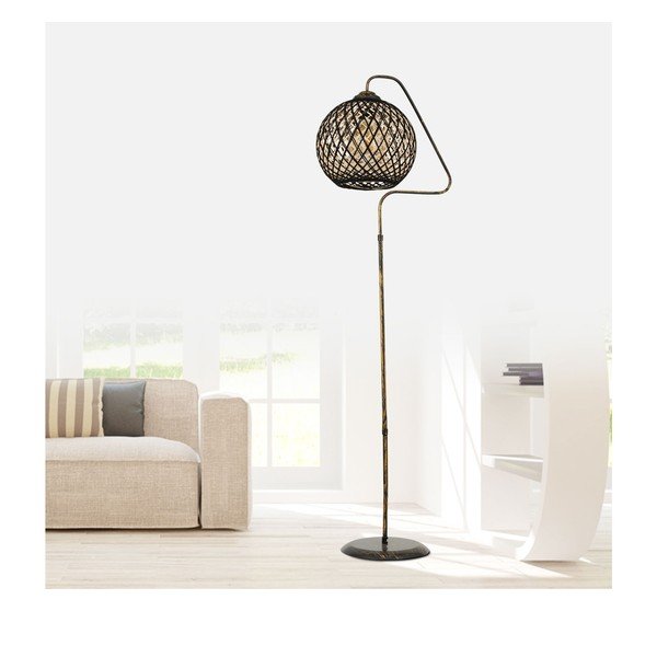 Pastatomas šviestuvas juodos spalvos/auksinės spalvos (aukštis 154 cm) iš džiuto – Opviq lights-image-1