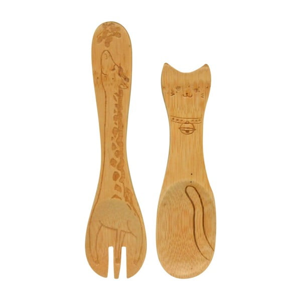 2 vaikiškų stalo įrankių rinkinys iš bambuko "Bambum Pinokyo