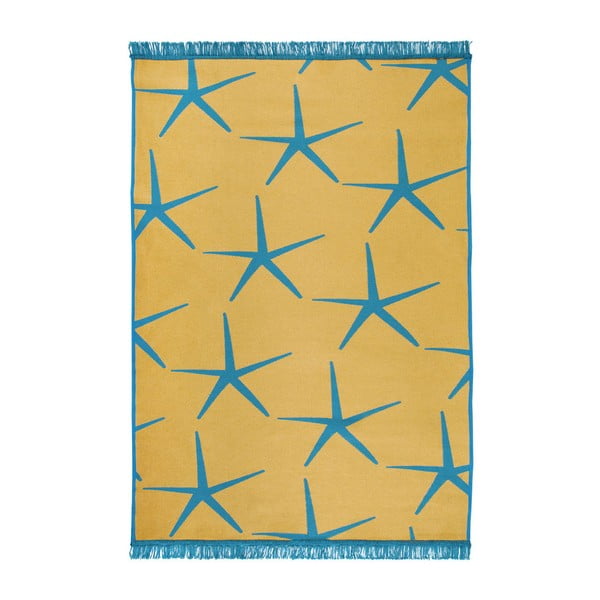 Mėlynas ir geltonas dvipusis kilimas "Starfish", 150 x 215 cm