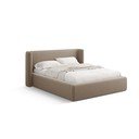 Šviesiai rudos spalvos dvigulė lova audiniu dengta su sandėliavimo vieta su lovos grotelėmis 180x200 cm Jason – Windsor & Co Sofas