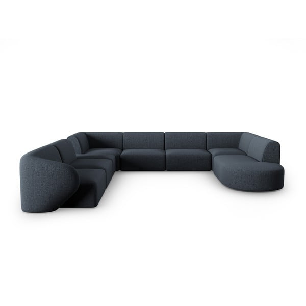 Mėlynos spalvos iš šenilinio audinio kampinė sofa (su kairiuoju kampu/„U“ formos) Paolo – Milo Casa