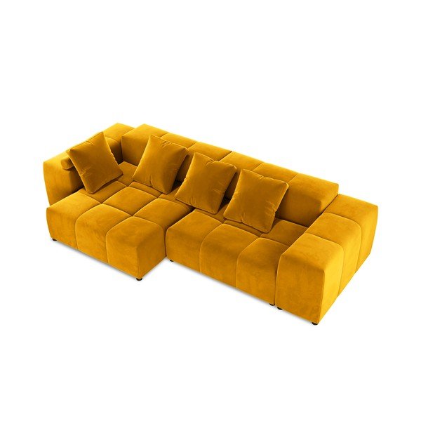 Geltono aksomo kampinė sofa (kintama) Rome Velvet - Cosmopolitan Design-image-3
