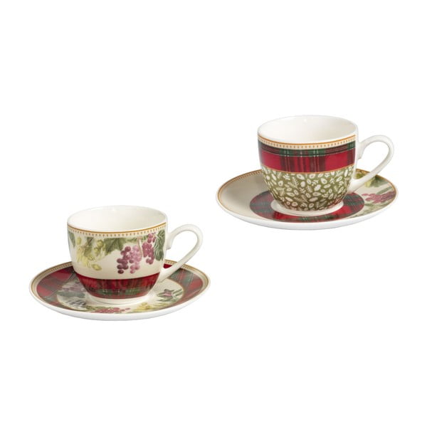 2 porcelianinių puodelių rinkinys su lėkštutėmis Brandani Sottobosco Porcelain