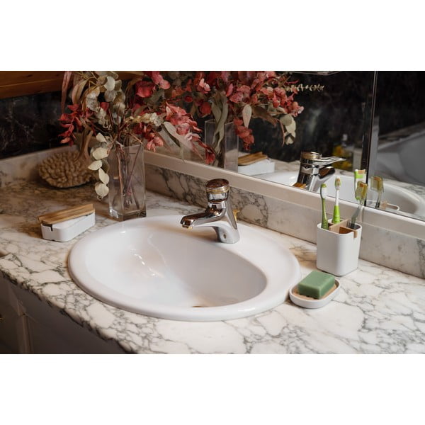 Balta dėžutė daiktams su bambukiniais skirtukais Compactor Ecologic, 8,4 x 7,8 cm-image-3