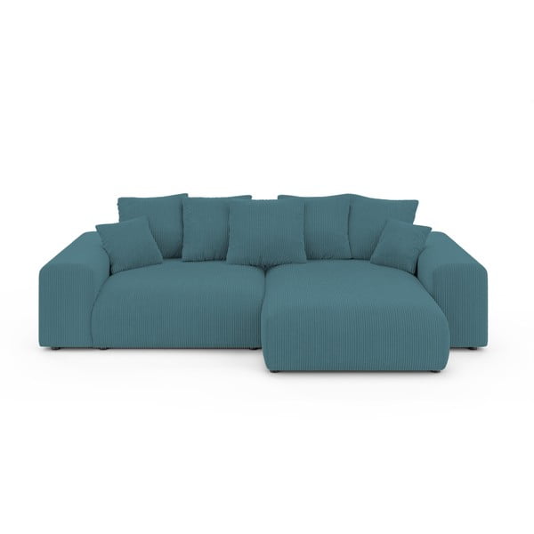 Turkio spalvos iš kordinio velveto sulankstoma/su sandėliavimo vieta kampinė sofa Luma – Ropez