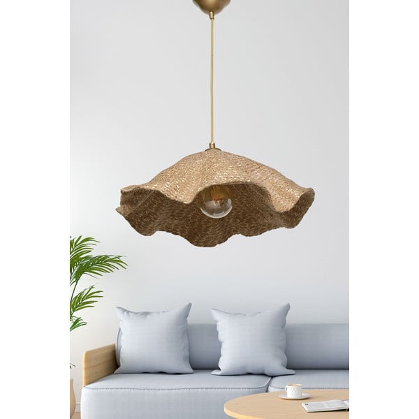 Kabantis šviestuvas šviesiai rudos spalvos ø 44 cm su tekstiliniu gaubtu – Opviq lights