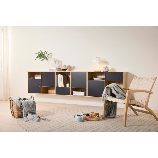 Juoda žema ąžuolinė komoda 267x61 cm Mistral - Hammel Furniture-image-1
