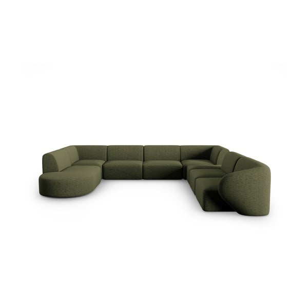 Žalios spalvos iš šenilinio audinio kampinė sofa (su dešiniuoju kampu/„U“ formos) Paolo – Milo Casa
