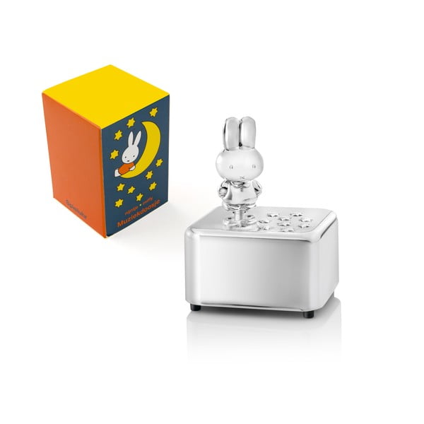 Iš metalo muzikinė dėžutė blizgios sidabrinės spalvos 6x5x8 cm Miffy – Zilverstad-image-1
