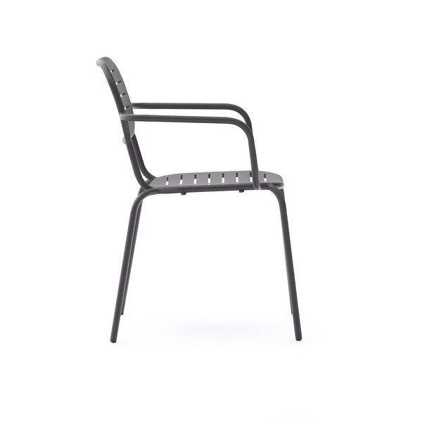 Tamsiai pilkos spalvos metalinė sodo kėdė Brai – Kave Home-image-3
