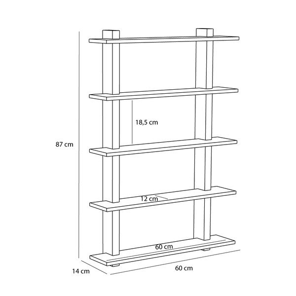 Natūralios spalvos kelių aukštų sieninė lentyna iš ąžuolo 60 cm Simple – Hübsch-image-3