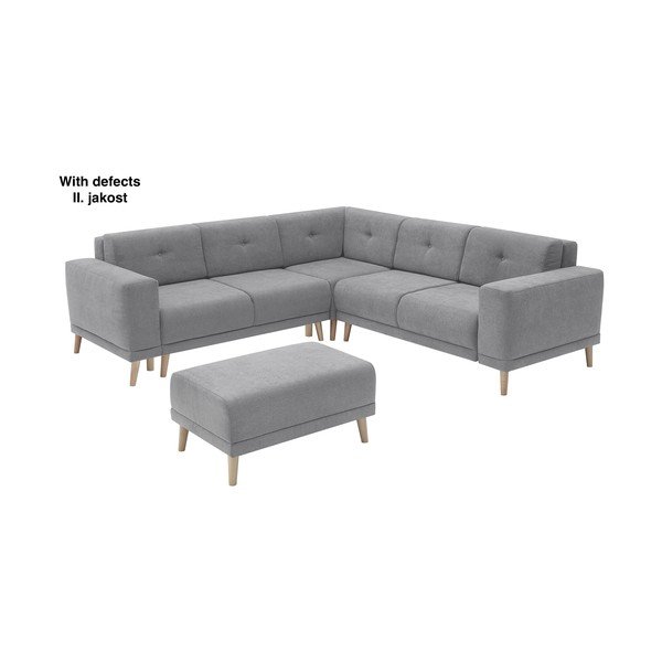 Bobochic Paris Luna pilka kampinė sofa-lova su otomanu
