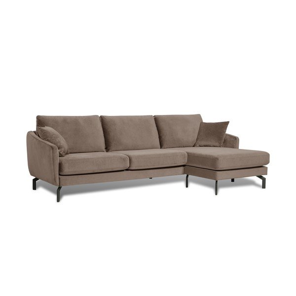 Ruda ir pilka kampinė sofa su aksominiu užvalkalu Scandic Magic, dešinysis kampas-image-2