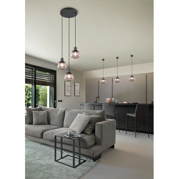 Kabantis šviestuvas juodos spalvos ø 37 cm su stiklo gaubtu Tarifa – Trio-image-1