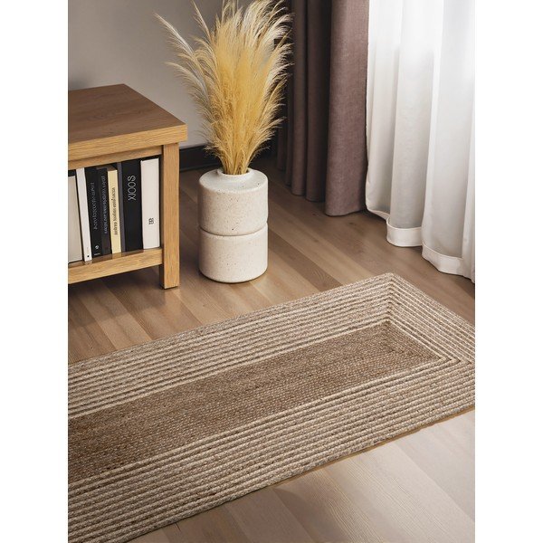 Apverčiamas/rankų darbo šviesios natūralios spalvos/tamsios natūralios spalvos iš džiuto kilimas 80x300 cm Juno – Hanse Home-image-1
