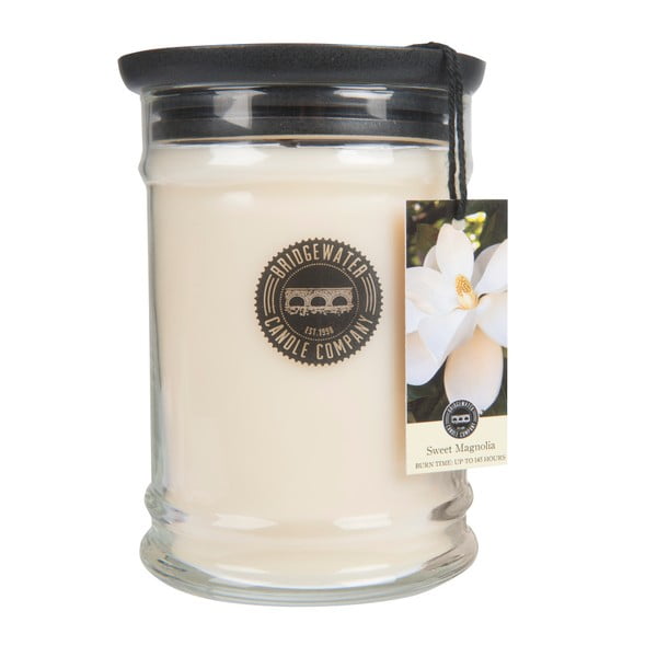 Kvapnioji žvakė stikliniame indelyje su magnolijų aromatu Bridgewater candle Company Sweet, degimo trukmė 140-160 val.
