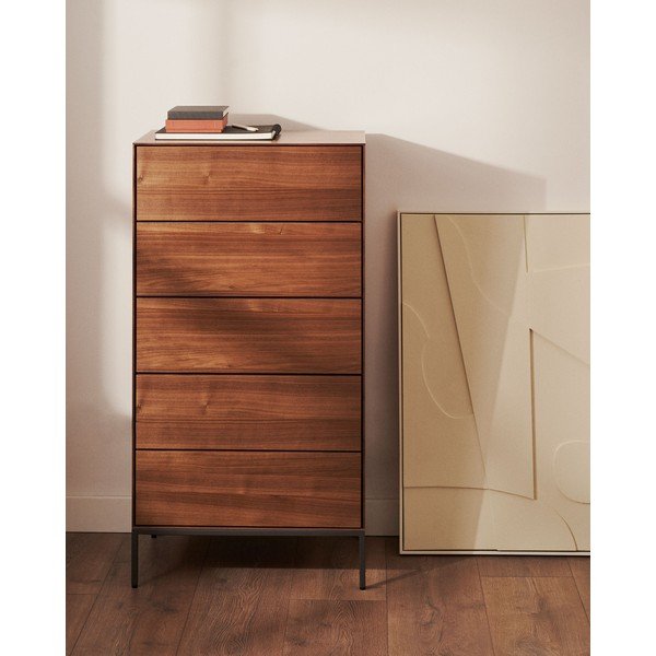 Aukšta šoninė spintelė natūralios spalvos iš riešutmedžio 60x114 cm Vedrana – Kave Home-image-1