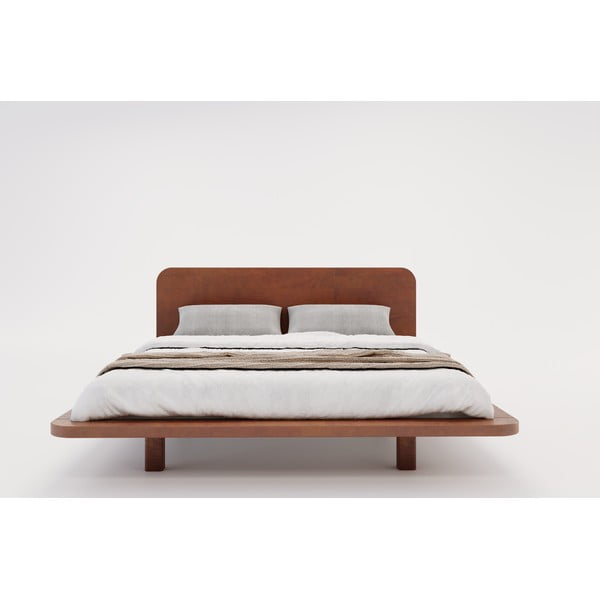 Ruda bukmedžio medienos dvigulė lova 200x200 cm Japandic - Skandica-image-3