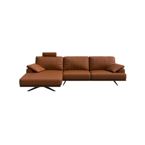 Kampinė sofa konjako rudos spalvos iš odos (su kairiuoju kampu) Prado – MESONICA