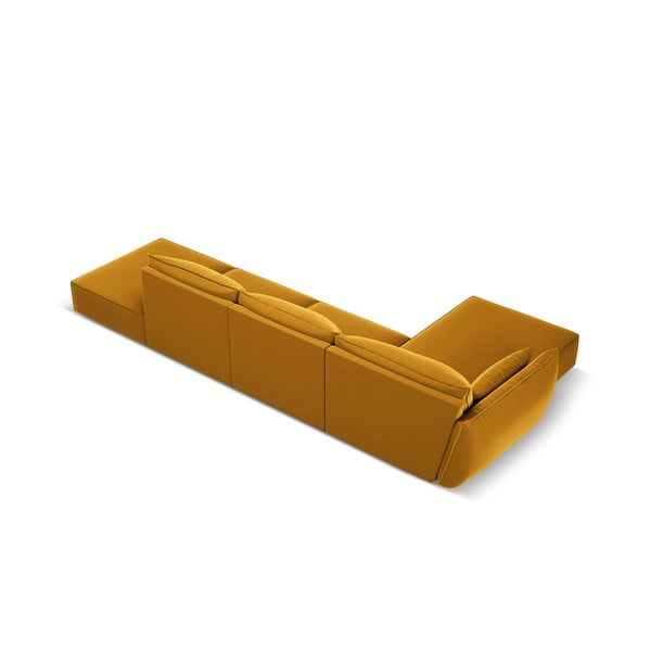 Garstyčių spalvos iš velveto kampinė sofa (su kairiuoju kampu/su gultu) Vanda – Mazzini Sofas-image-3
