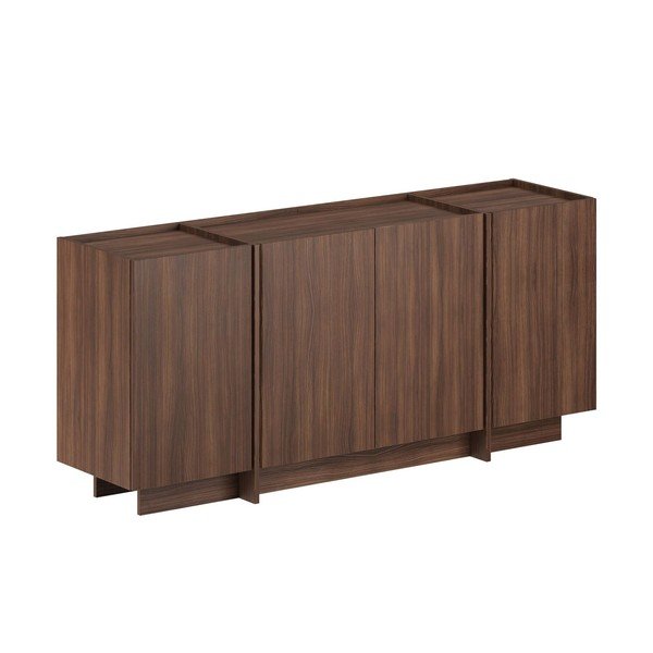 Tamsios natūralios spalvos šoninė spintelė iš riešutmedžio su anga laidams 180x80x45 cm Dorma – Kalune Design
