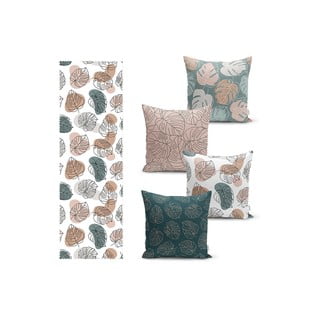 4 pagalvių užvalkalų ir kilimėlio rinkinys su medvilne Minimalist Home World