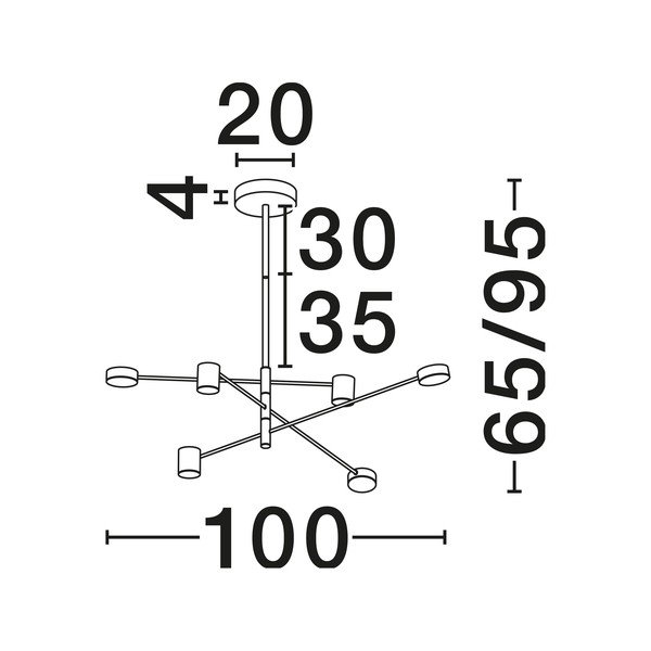 Juodos spalvos iš aliuminio kabantis šviestuvas LED su pritemdymo funkcija ø 100 cm su gaubtu iš akrilo stiklo Nordik – Nova Luce-image-3