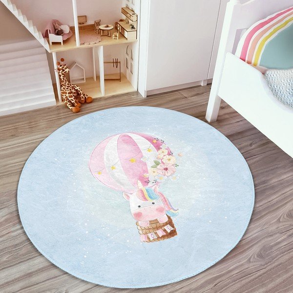 Vaikiškas kilimas šviesiai mėlynos spalvos ø 100 cm Comfort – Mila Home-image-4