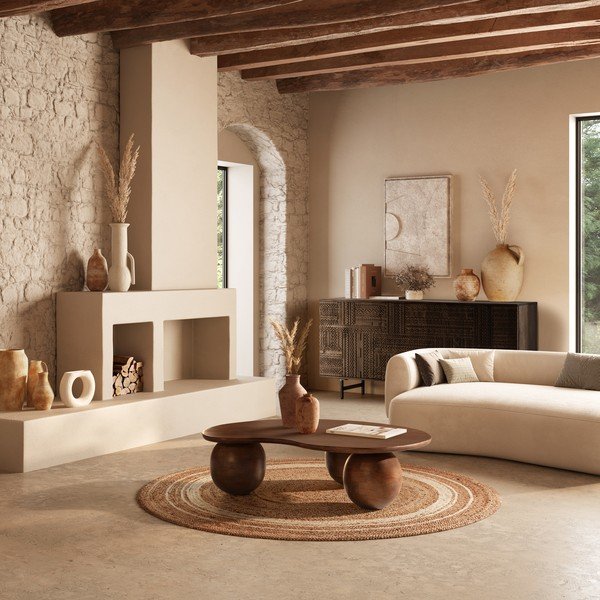 Tamsiai rudos spalvos iš mango masyvo šoninė spintelė 160x75x40 cm Kalai – MOME-image-2