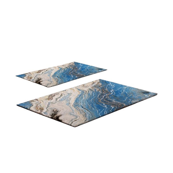 Mėlynos spalvos vonios kilimėliai 2 vnt. 60x100 cm – Foutastic
