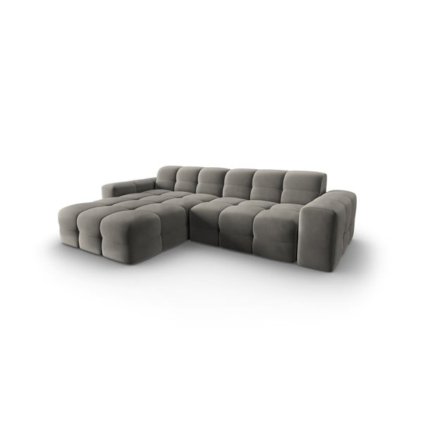 Pilka aksominė kampinė sofa (kairysis kampas) Kendal - Micadoni Home-image-3
