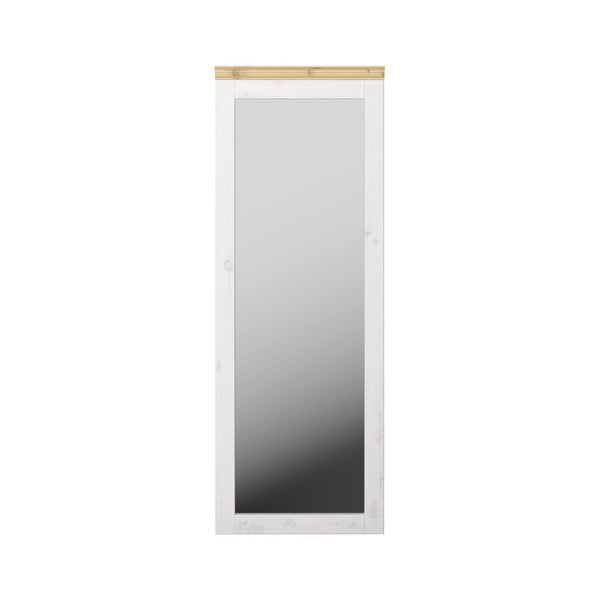 Pieno baltumo pušies medžio lakuotas sieninis veidrodis "Steens Monaco", 52 x 144 cm