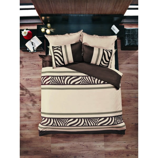 Dvigulės lovos patalynė su paklode "Nature Brown", 200 x 220 cm