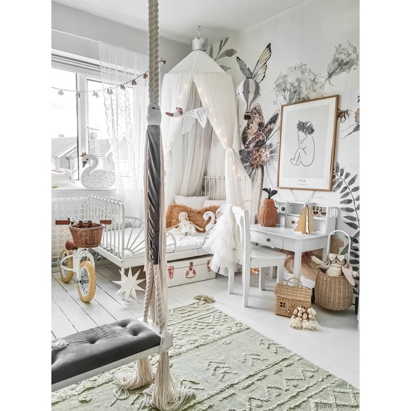 Skalbiamas/rankų darbo iš medvilnės kilimas šviesiai žalios spalvos 140x200 cm Tribu Olive – Lorena Canals-image-1