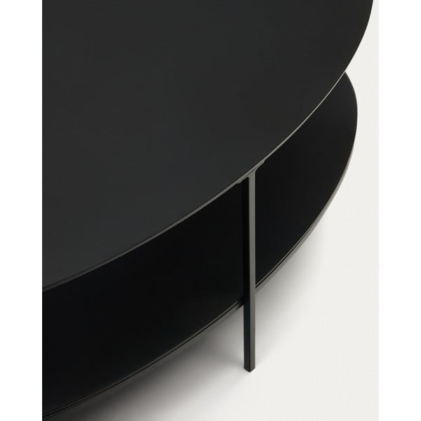 Kavos staliukas juodos spalvos su stikliniu stalviršiu 65x110 cm Fideia – Kave Home-image-4