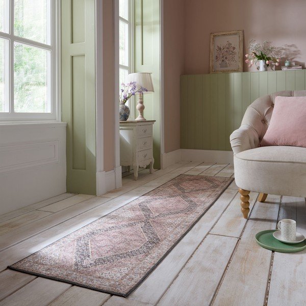 Skalbiamas rožinės spalvos kilimas 60x230 cm Briony Traditional – Flair Rugs-image-1