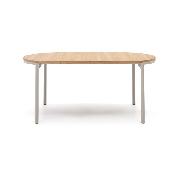 Apvalios formos prailginamas valgomojo stalas natūralios spalvos su ąžuolo dekoro stalviršiu ø 90 cm Montuiri – Kave Home-image-4