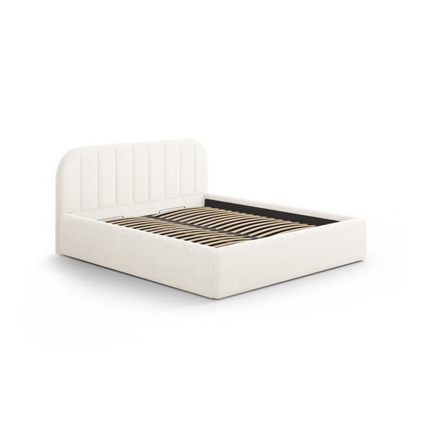 Dramblio kaulo spalvos dvigulė lova audiniu dengta su sandėliavimo vieta su lovos grotelėmis 200x200 cm Juno – Windsor & Co Sofas-image-2