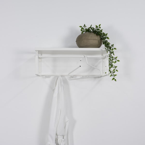 Baltos spalvos iš metalo sieninė lentyna su lentyna 70 cm Rex – Spinder Design-image-3