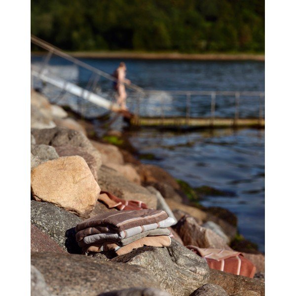 Rudos spalvos/smėlio spalvos iš medvilnės vonios rankšluostis 70x140 cm Sauna – Zone-image-2