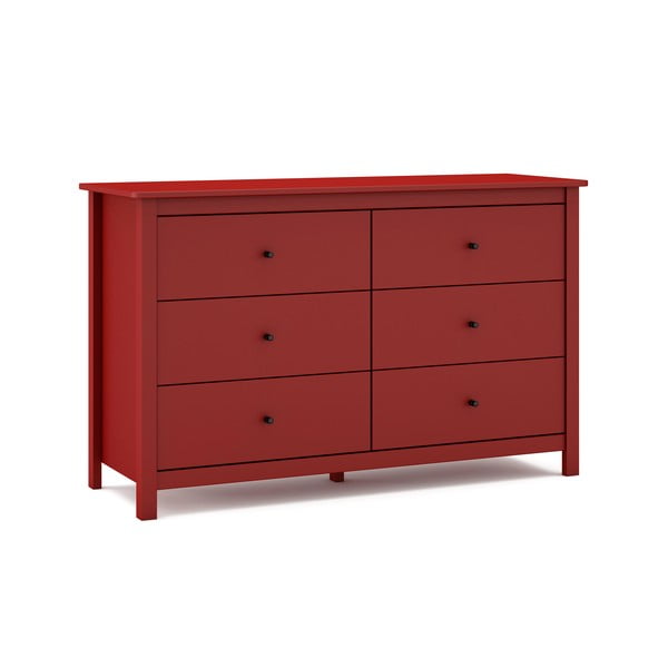 Raudona žema pušies komoda 130x80 cm Misti - Marckeric-image-2