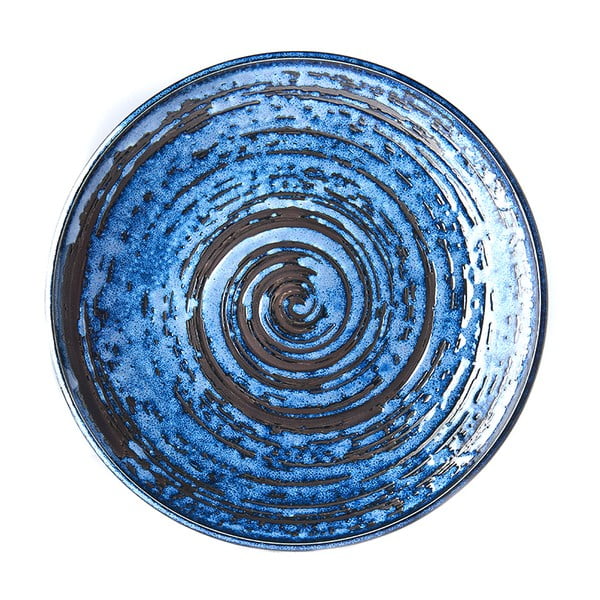 Mėlyna keraminė lėkštė MIJ Copper Swirl, ø 25 cm