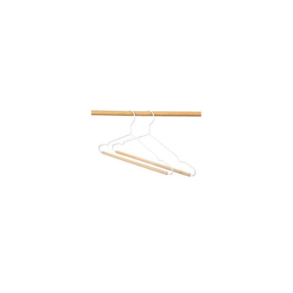 2 baltų drabužių pakabų rinkinys su medine detale Compactor Frosted-image-2